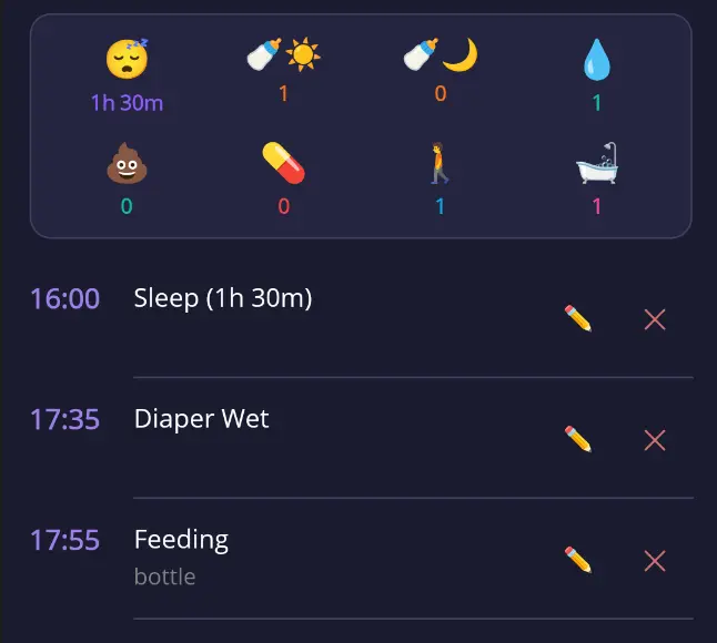 Feeding & Diaper Logging